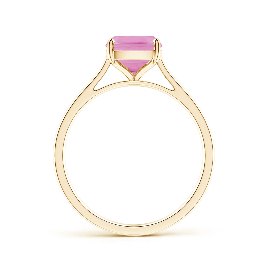 9x7mm A Prong-Set Cushion Pink Tourmaline Solitaire Ring in Yellow Gold side-1