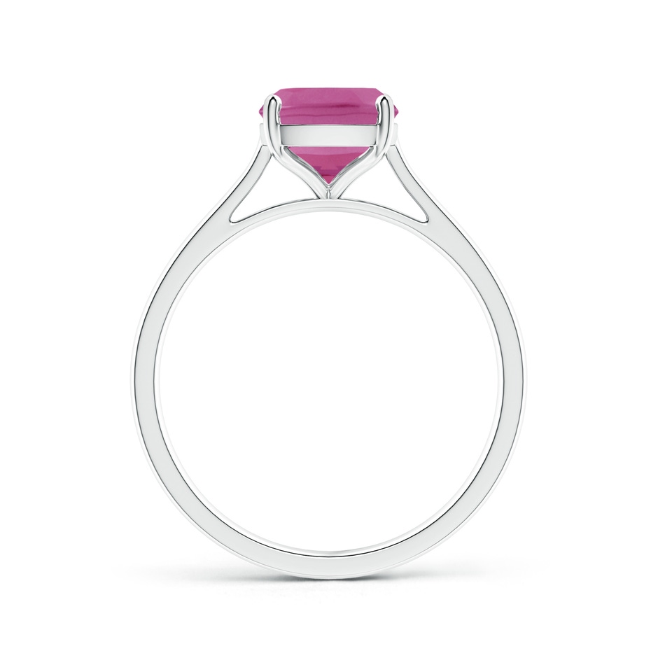 9x7mm AAA Prong-Set Cushion Pink Tourmaline Solitaire Ring in White Gold side-1