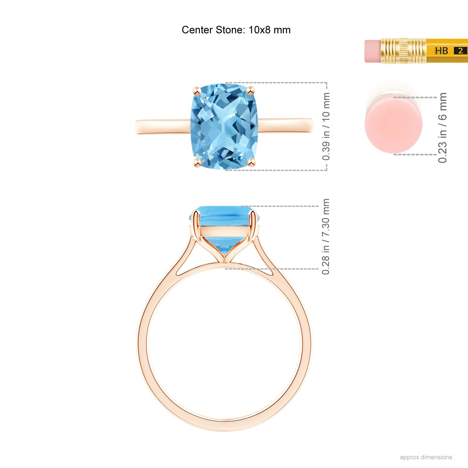 A - Swiss Blue Topaz / 3.2 CT / 14 KT Rose Gold