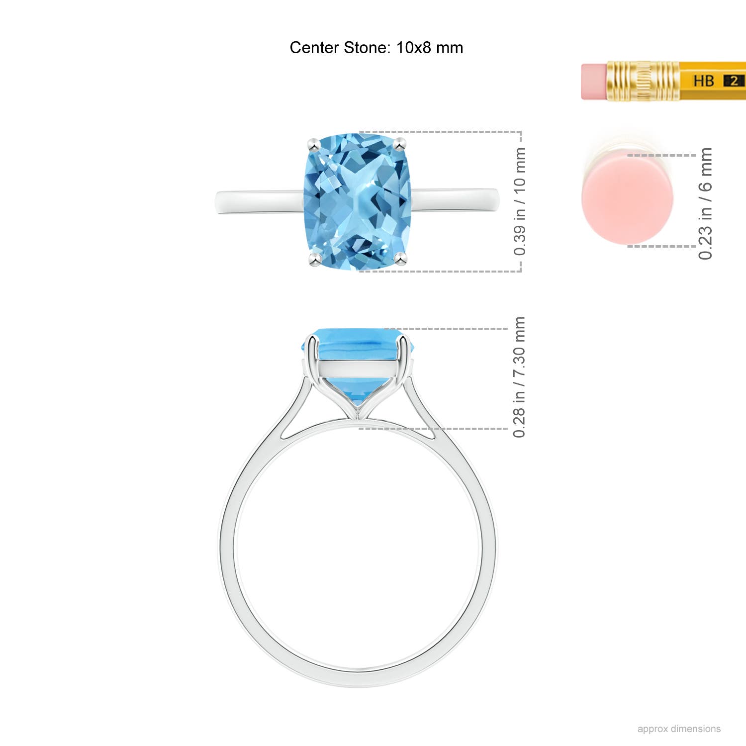 A - Swiss Blue Topaz / 3.2 CT / 14 KT White Gold