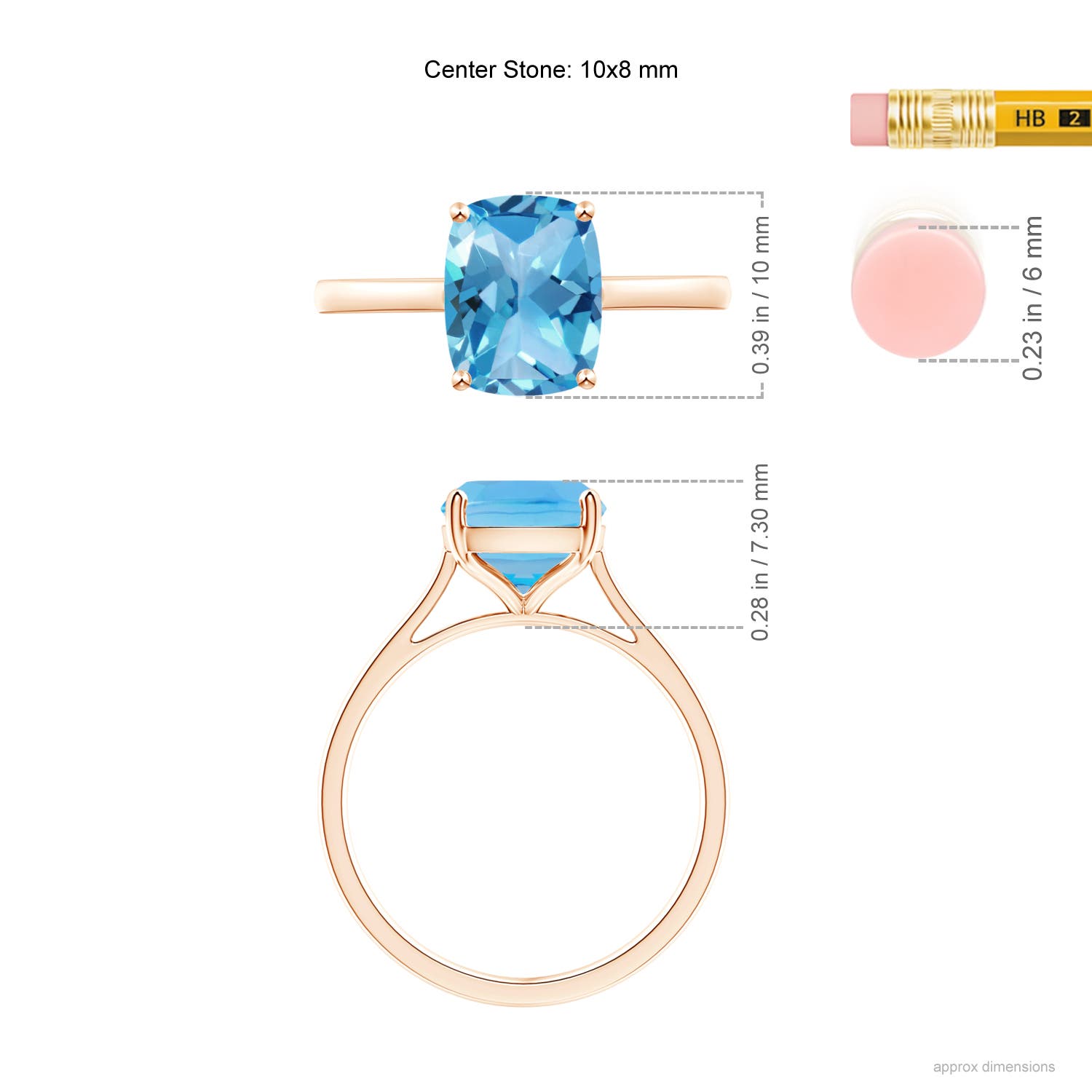 AA - Swiss Blue Topaz / 3.2 CT / 14 KT Rose Gold