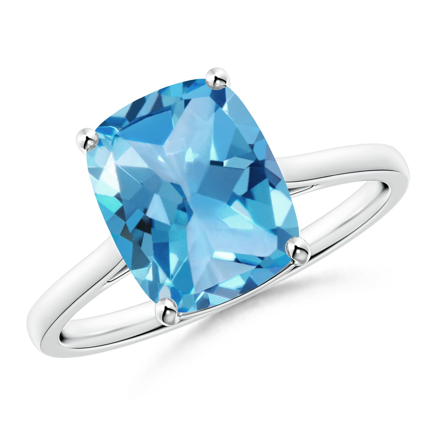 AA - Swiss Blue Topaz / 3.2 CT / 14 KT White Gold