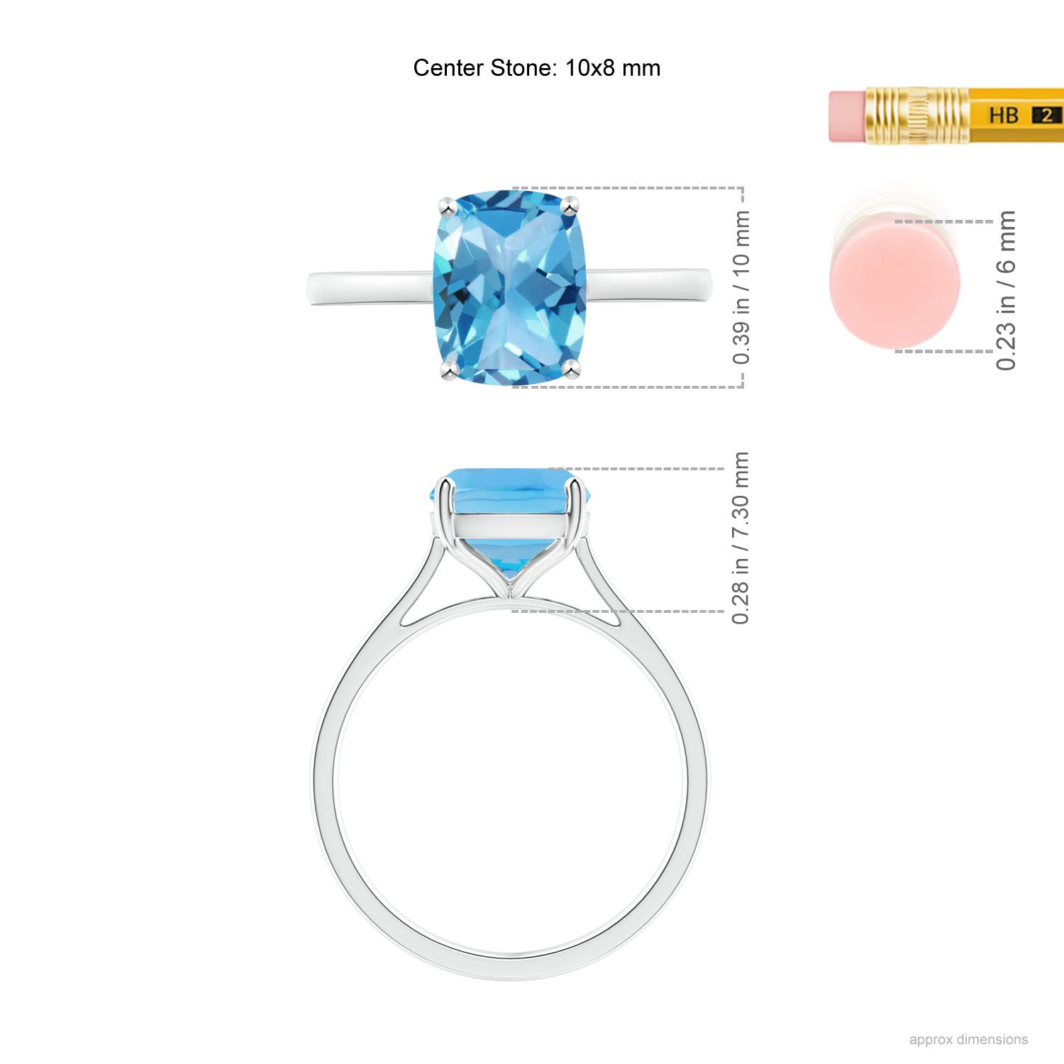 AA - Swiss Blue Topaz / 3.2 CT / 14 KT White Gold