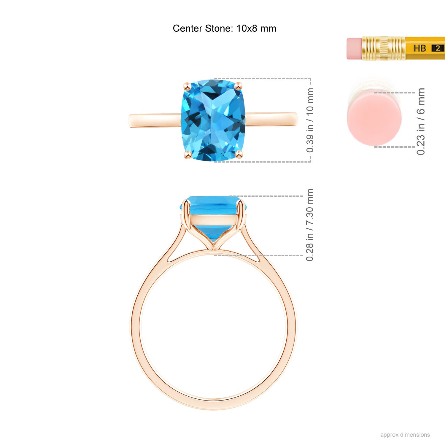 AAA - Swiss Blue Topaz / 3.2 CT / 14 KT Rose Gold