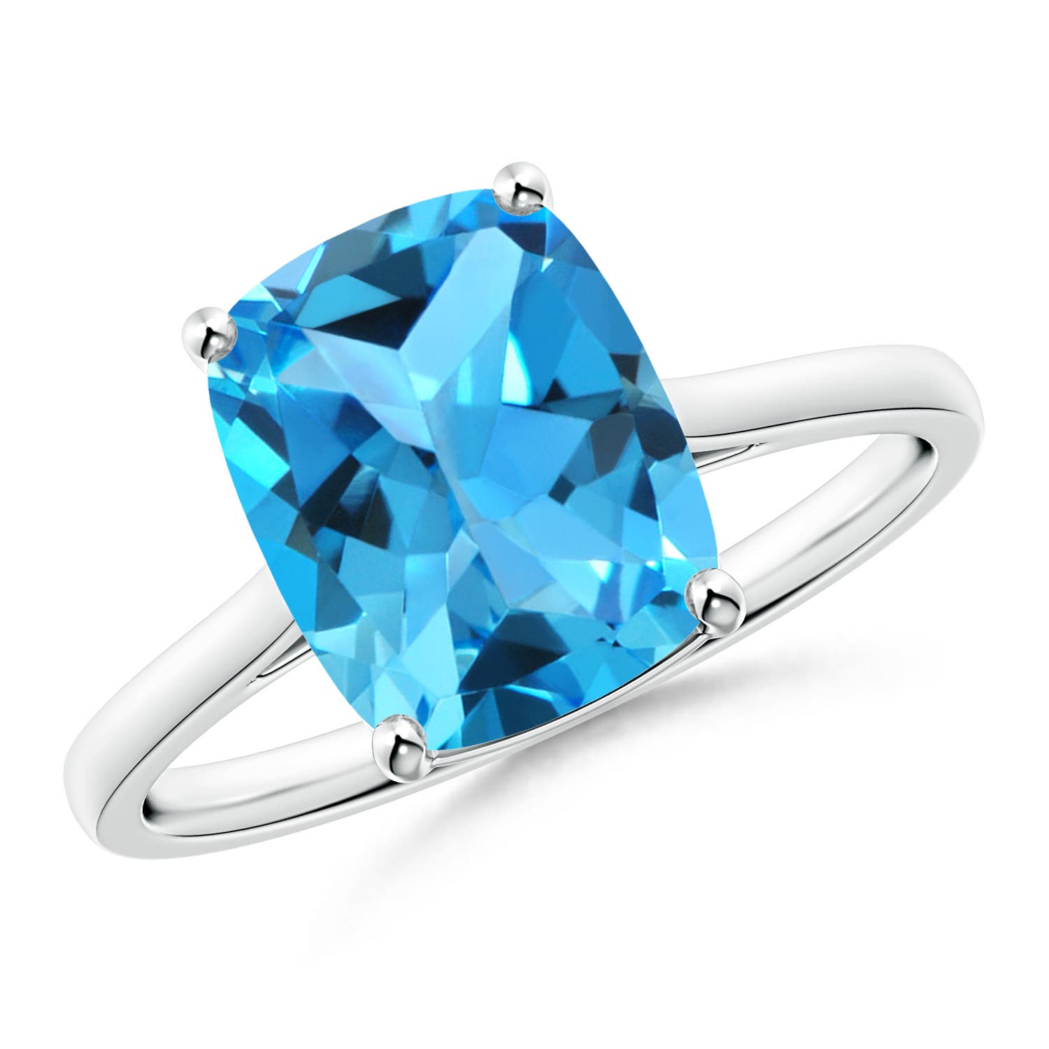 AAA - Swiss Blue Topaz / 3.2 CT / 14 KT White Gold