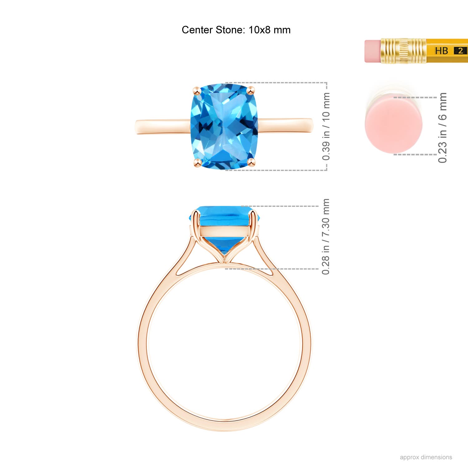 AAAA - Swiss Blue Topaz / 3.2 CT / 14 KT Rose Gold