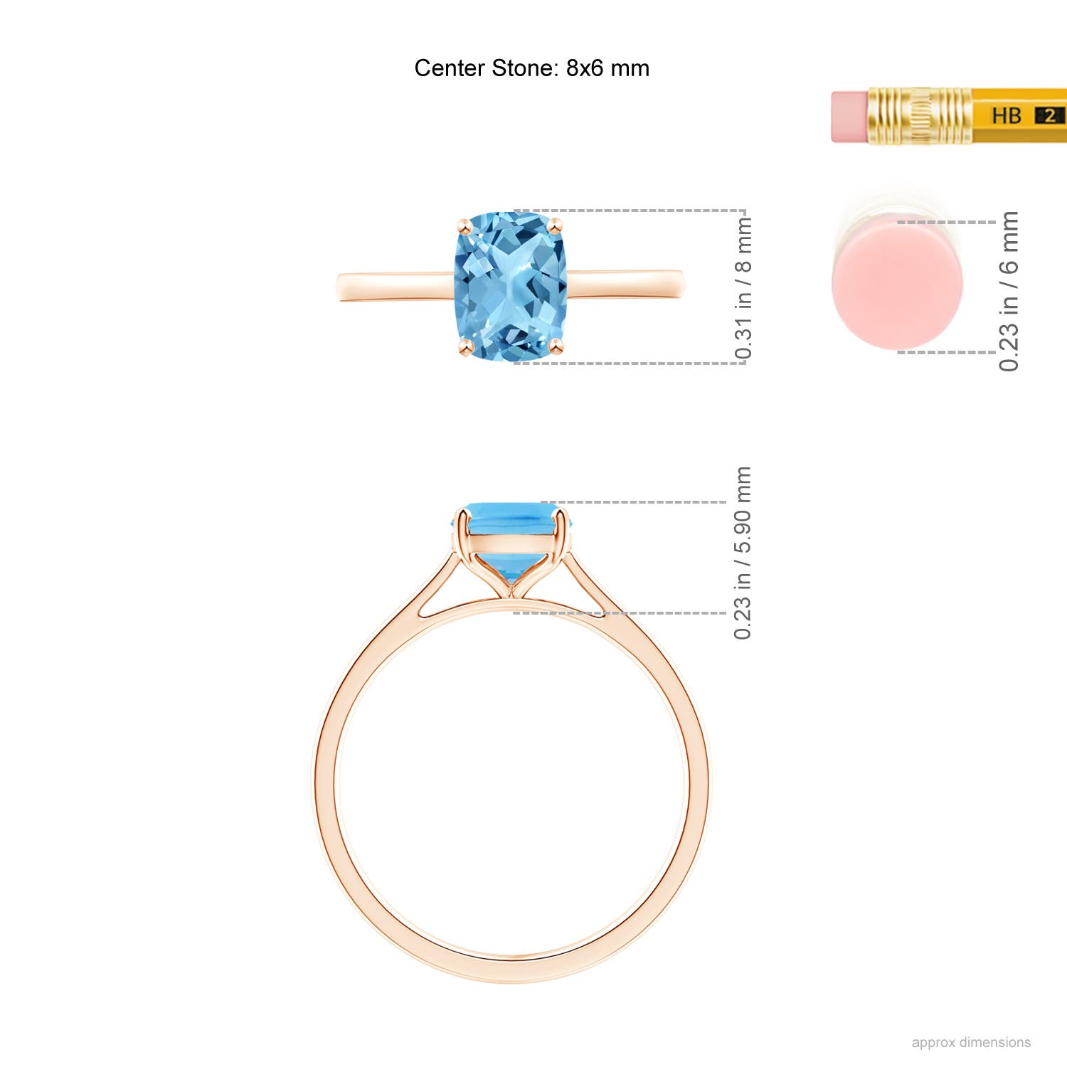 A - Swiss Blue Topaz / 1.6 CT / 14 KT Rose Gold