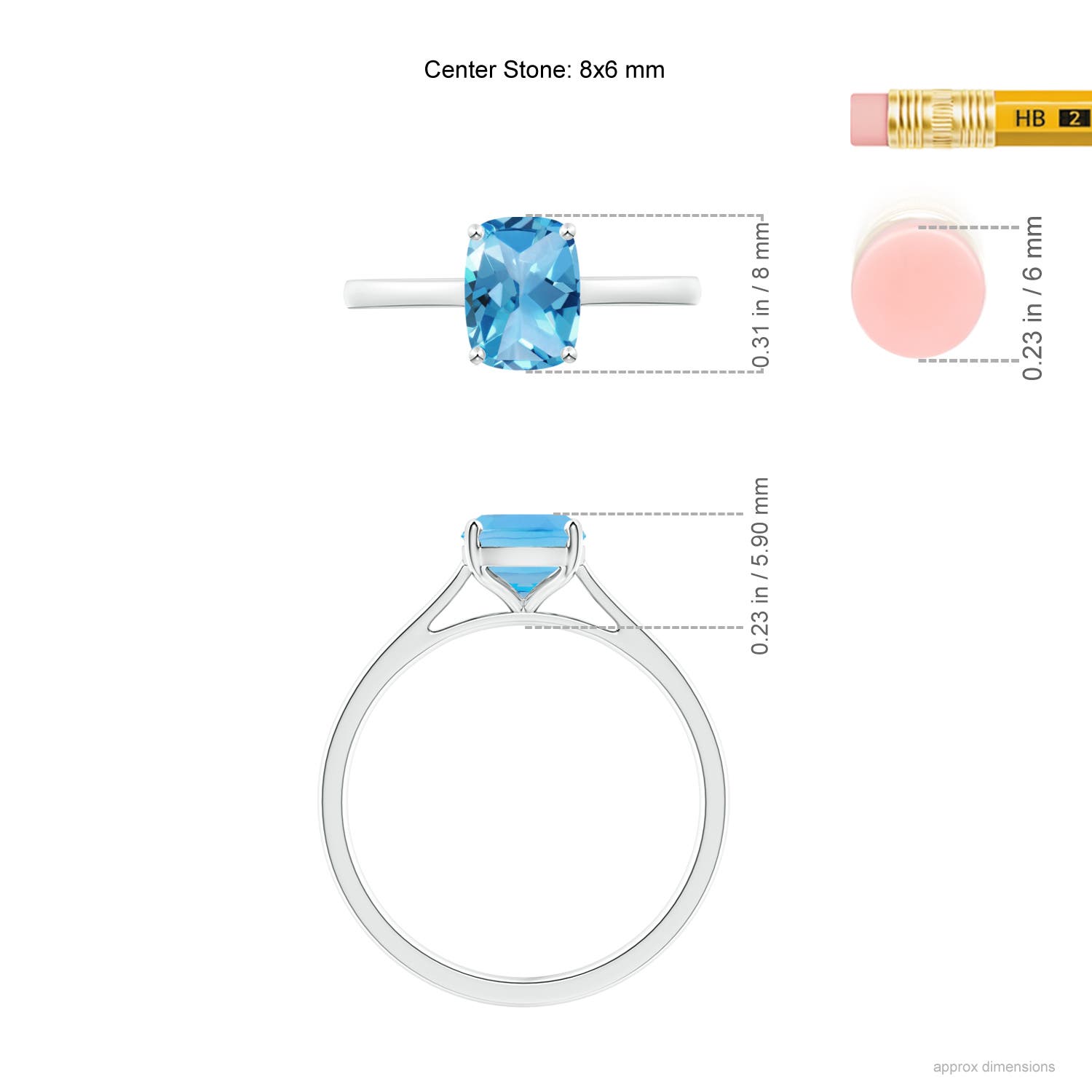 AA - Swiss Blue Topaz / 1.6 CT / 14 KT White Gold