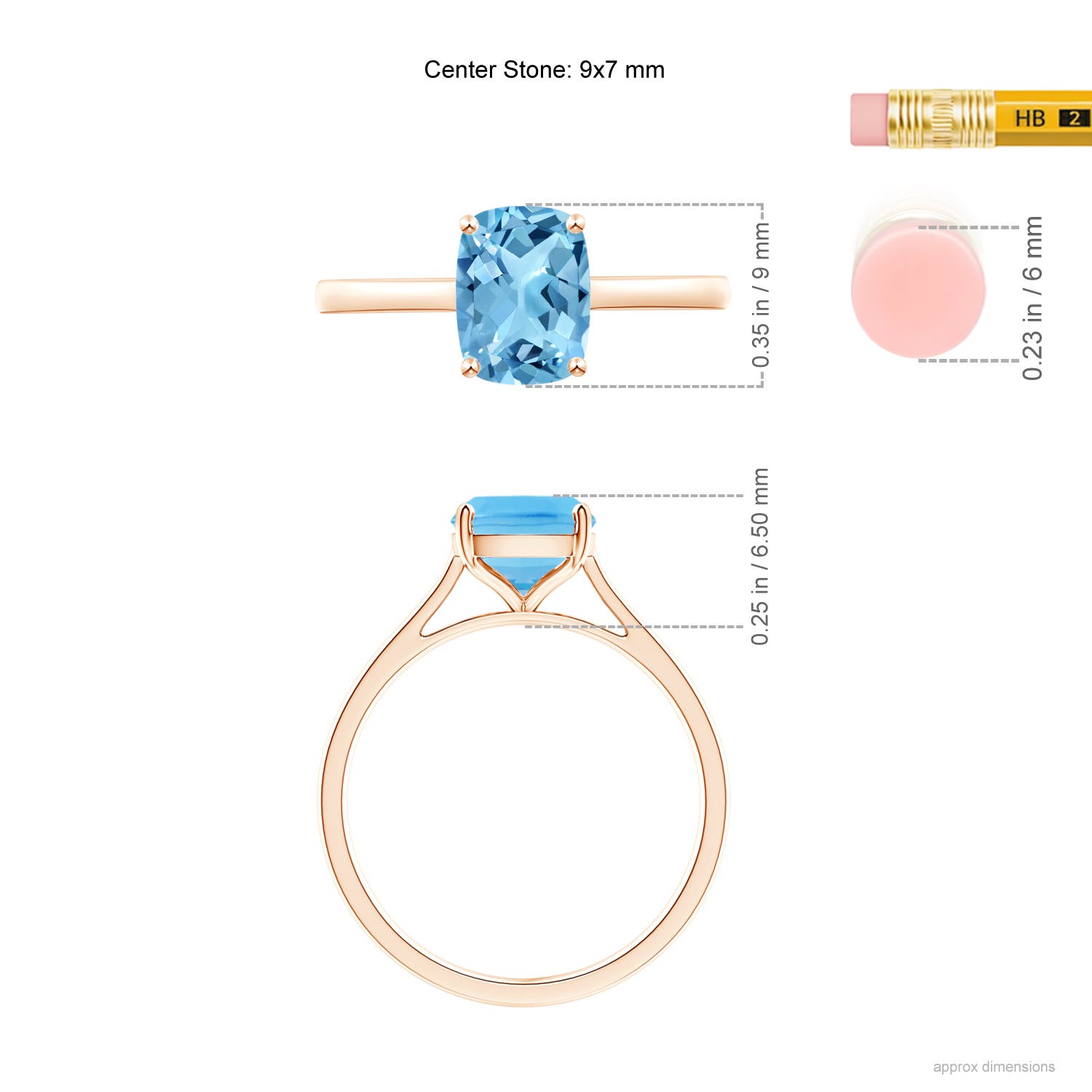 A - Swiss Blue Topaz / 2.2 CT / 14 KT Rose Gold