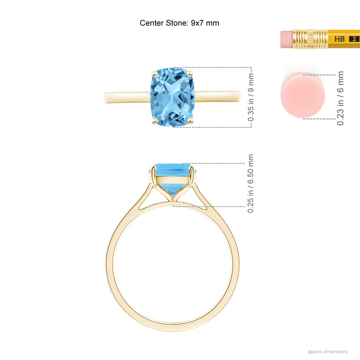 A - Swiss Blue Topaz / 2.2 CT / 14 KT Yellow Gold