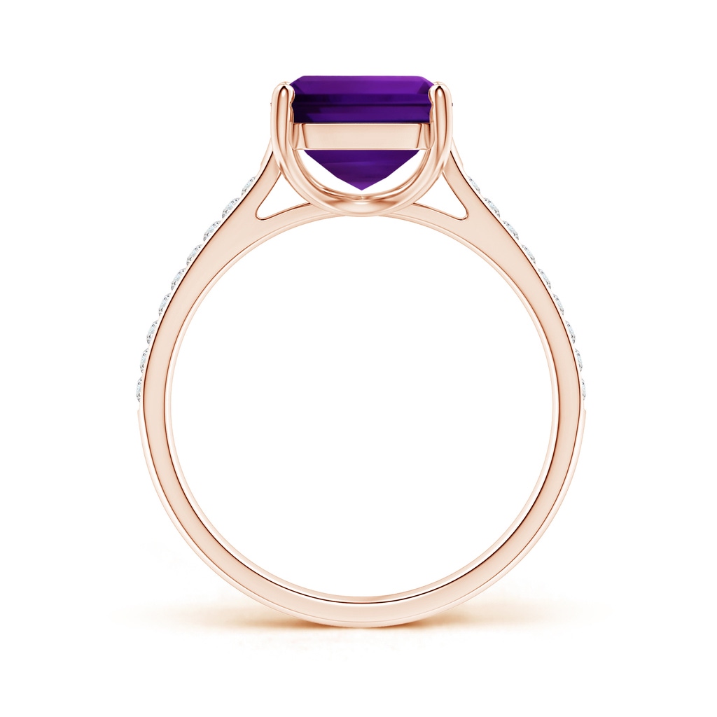 12.10x10.11x7.06mm AAA GIA Certified Emerald-Cut Amethyst Cocktail Ring with Diamond Accents in Rose Gold Side 199