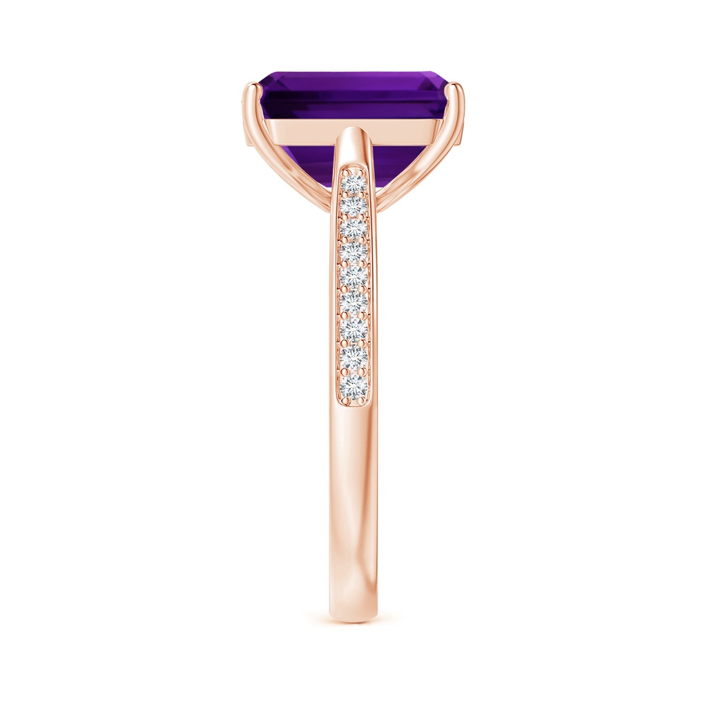 12.10x10.11x7.06mm AAA GIA Certified Emerald-Cut Amethyst Cocktail Ring with Diamond Accents in Rose Gold Side 399