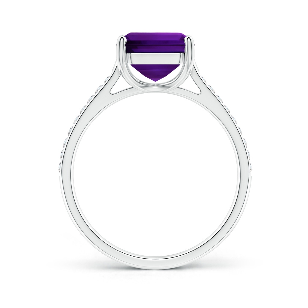 12.10x10.11x7.06mm AAA GIA Certified Emerald-Cut Amethyst Cocktail Ring with Diamond Accents in White Gold - side 199