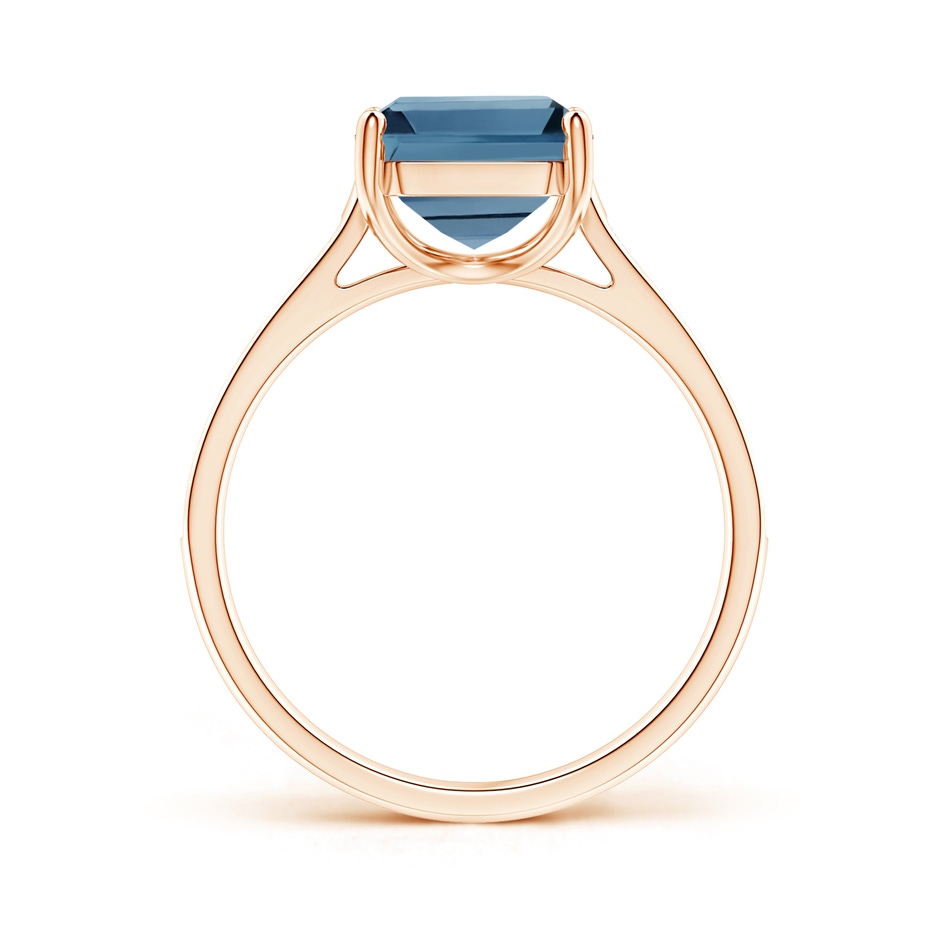 10x8mm A Emerald-Cut London Blue Topaz Cocktail Ring with Diamonds in Rose Gold product image