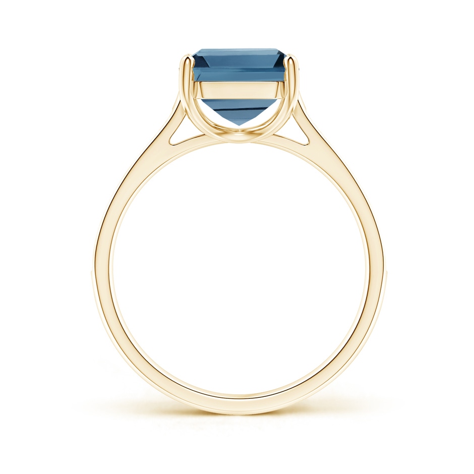 10x8mm A Emerald-Cut London Blue Topaz Cocktail Ring with Diamonds in Yellow Gold product image