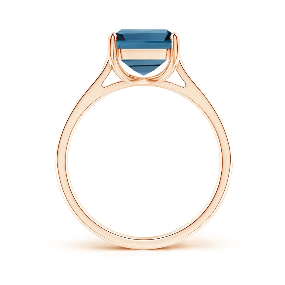 10x8mm AA Emerald-Cut London Blue Topaz Cocktail Ring with Diamonds in Rose Gold product image