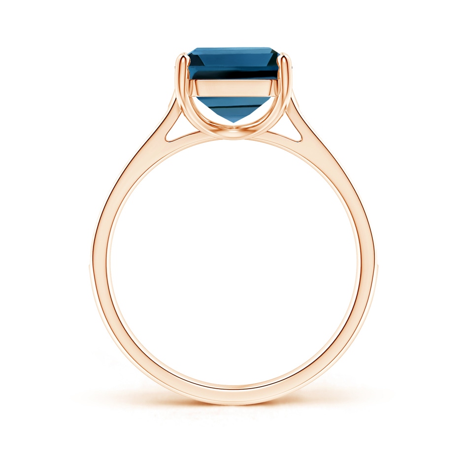 10x8mm AAA Emerald-Cut London Blue Topaz Cocktail Ring with Diamonds in Rose Gold product image