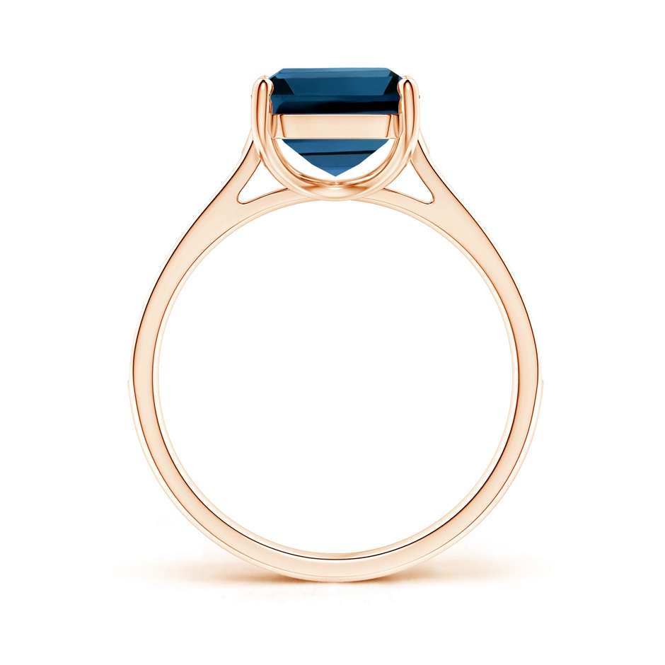10x8mm AAAA Emerald-Cut London Blue Topaz Cocktail Ring with Diamonds in Rose Gold product image