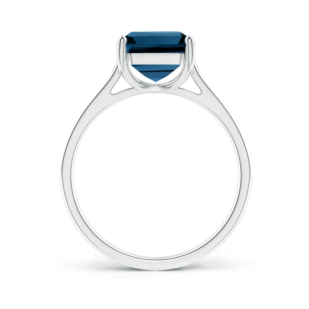 10x8mm AAAA Emerald-Cut London Blue Topaz Cocktail Ring with Diamonds in White Gold Product Image