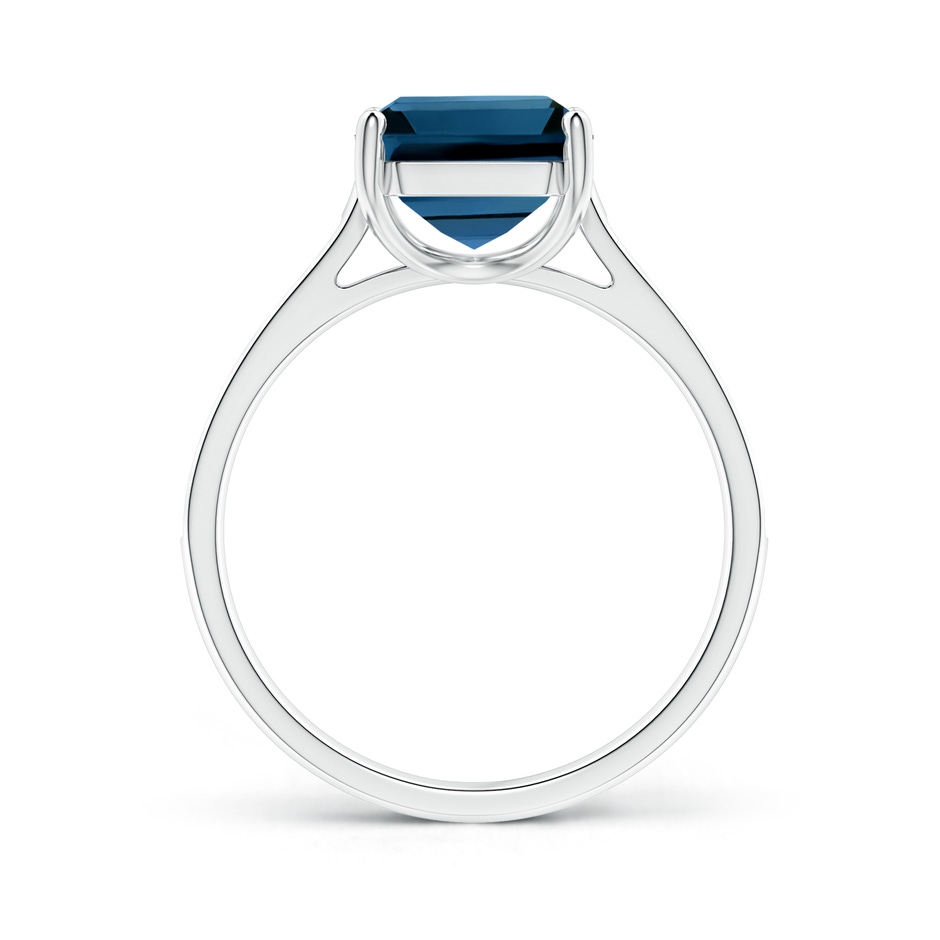 10x8mm AAAA Emerald-Cut London Blue Topaz Cocktail Ring with Diamonds in White Gold product image