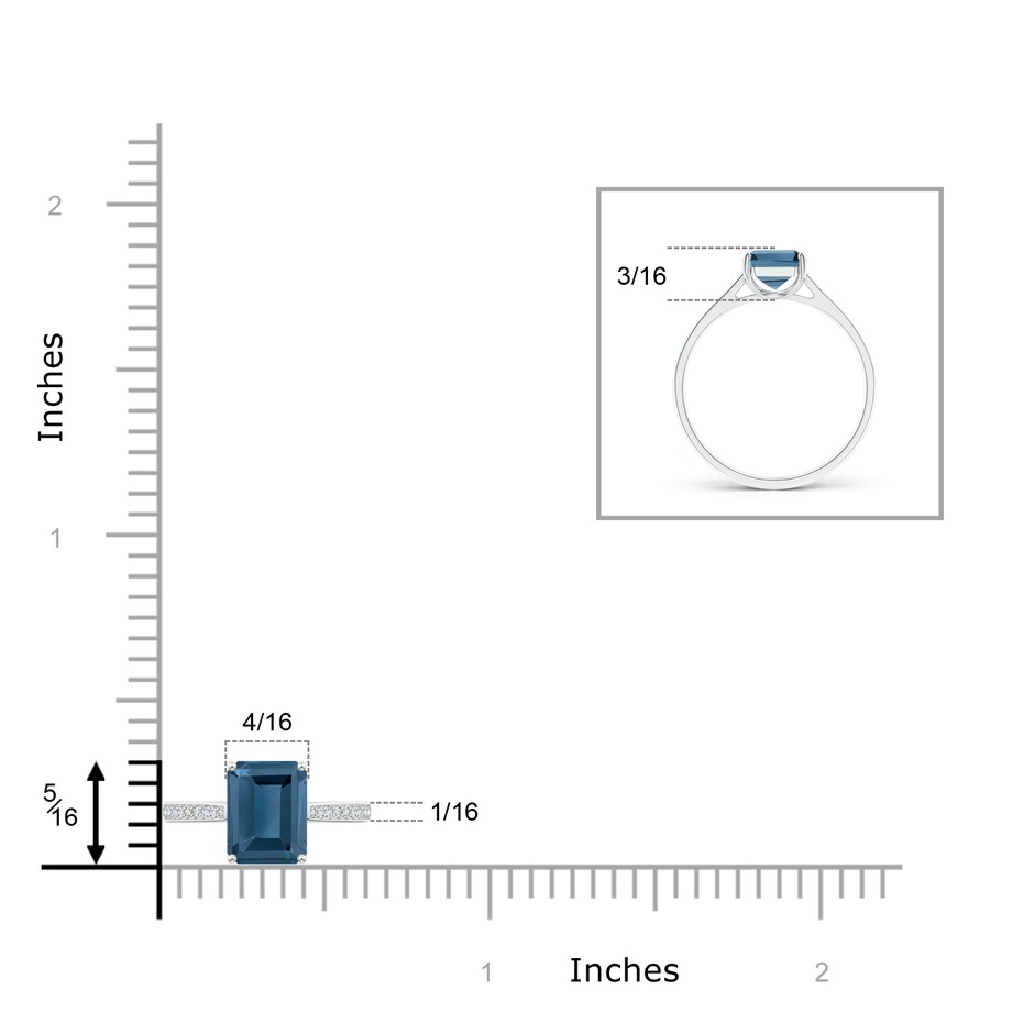 8x6mm A Emerald-Cut London Blue Topaz Cocktail Ring with Diamonds in P950 Platinum product image
