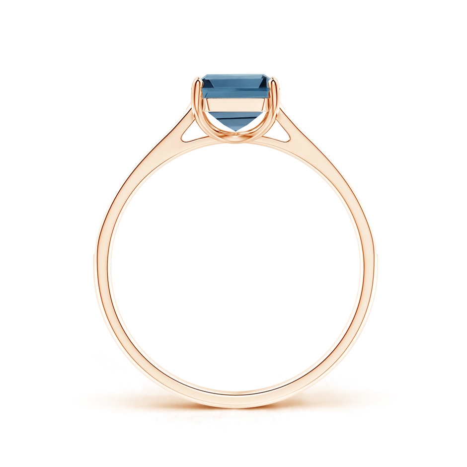 8x6mm A Emerald-Cut London Blue Topaz Cocktail Ring with Diamonds in Rose Gold product image
