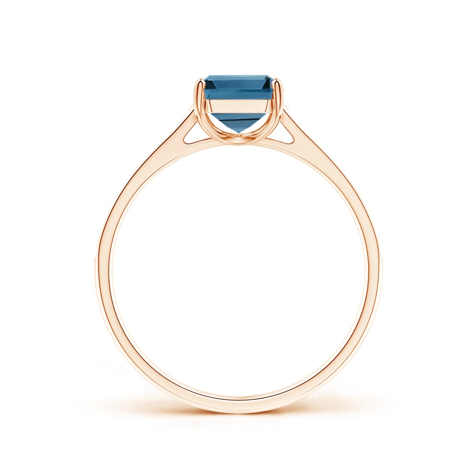 8x6mm AA Emerald-Cut London Blue Topaz Cocktail Ring with Diamonds in 9K Rose Gold product image