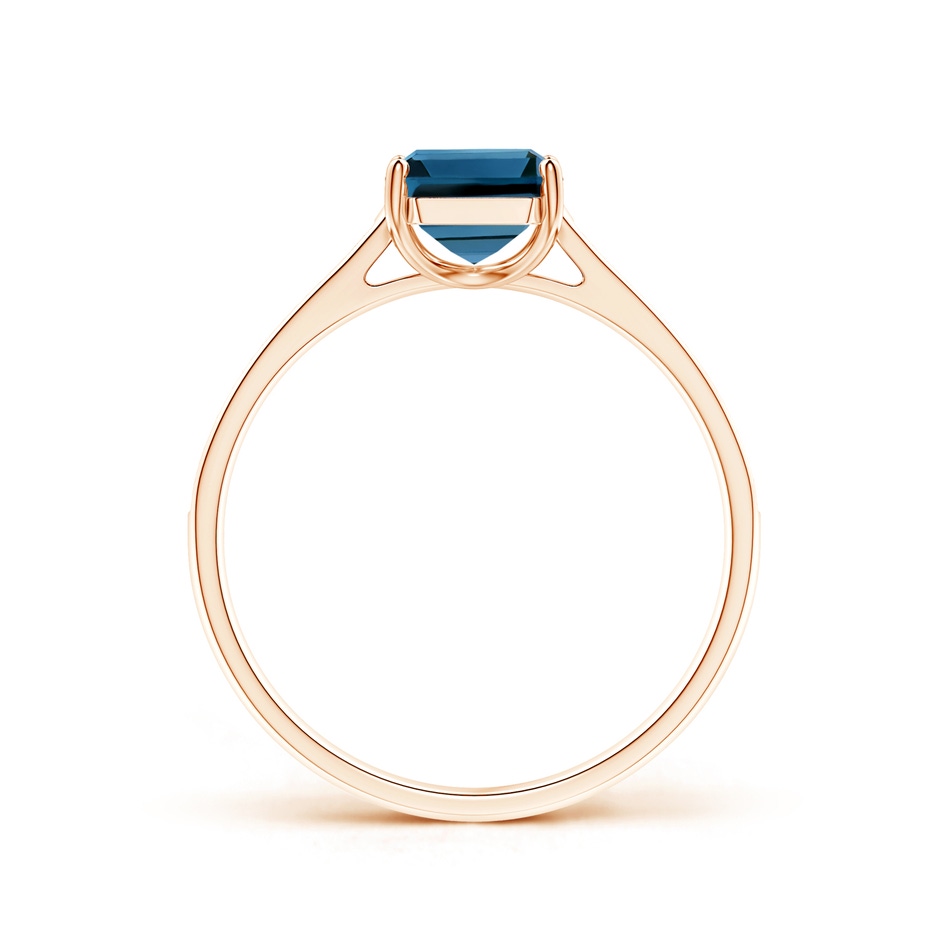 8x6mm AAA Emerald-Cut London Blue Topaz Cocktail Ring with Diamonds in 9K Rose Gold product image