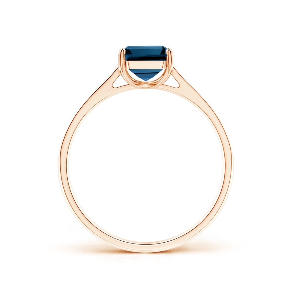 8x6mm AAAA Emerald-Cut London Blue Topaz Cocktail Ring with Diamonds in 9K Rose Gold product image