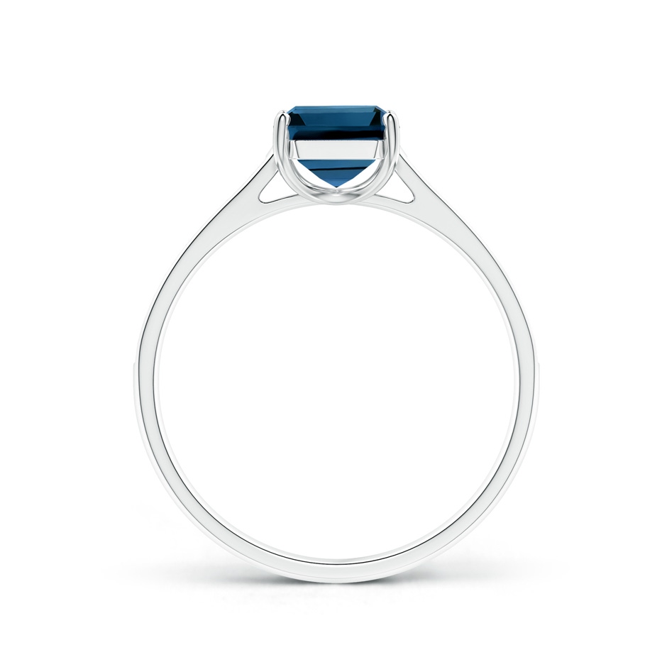 8x6mm AAAA Emerald-Cut London Blue Topaz Cocktail Ring with Diamonds in White Gold product image