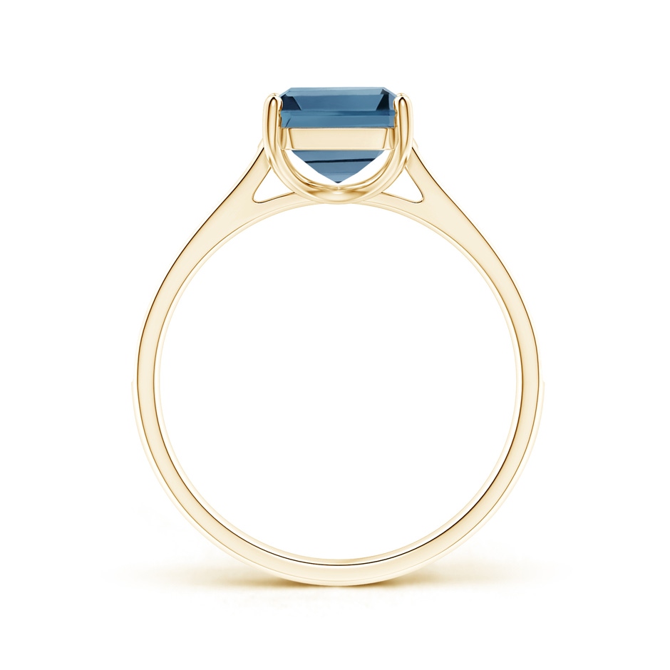 9x7mm A Emerald-Cut London Blue Topaz Cocktail Ring with Diamonds in 10K Yellow Gold product image
