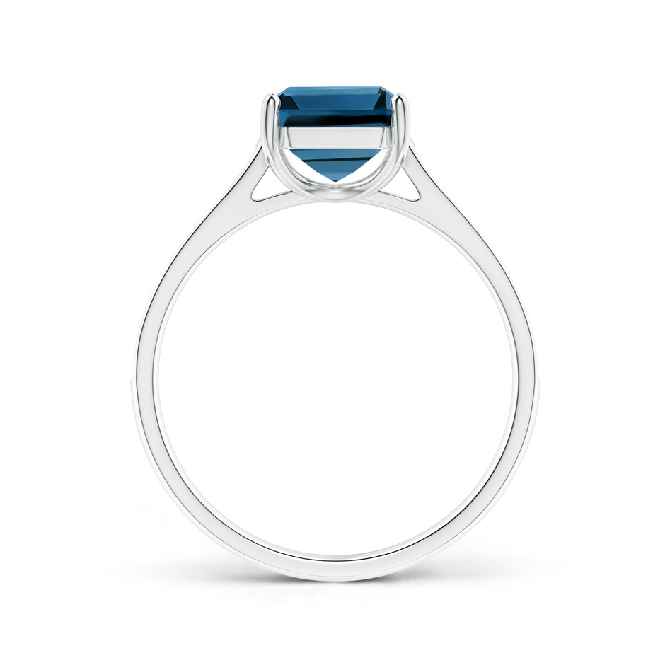 9x7mm AAA Emerald-Cut London Blue Topaz Cocktail Ring with Diamonds in White Gold product image