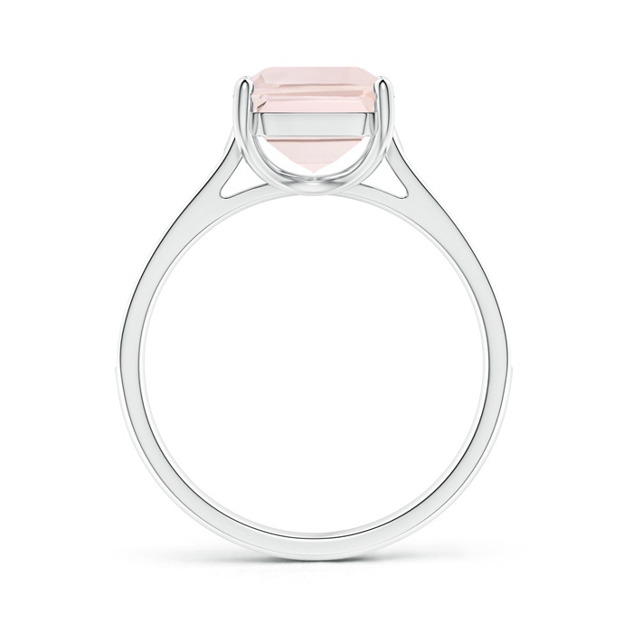 10x8mm A Emerald-Cut Morganite Cocktail Ring with Diamond Accents in White Gold side-1