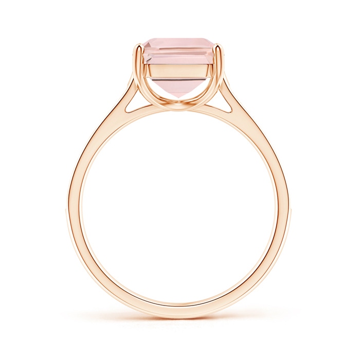 10x8mm AA Emerald-Cut Morganite Cocktail Ring with Diamond Accents in Rose Gold side-1