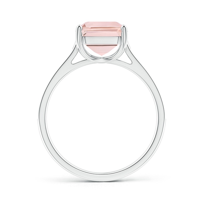 10x8mm AA Emerald-Cut Morganite Cocktail Ring with Diamond Accents in White Gold side-1