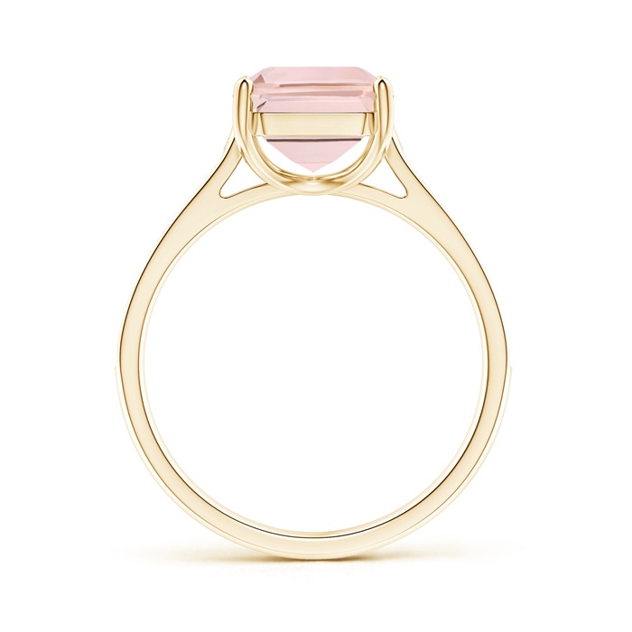 10x8mm AA Emerald-Cut Morganite Cocktail Ring with Diamond Accents in Yellow Gold side-1