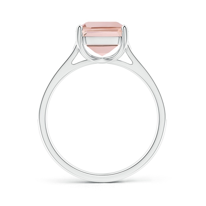 10x8mm AAA Emerald-Cut Morganite Cocktail Ring with Diamond Accents in White Gold side-1