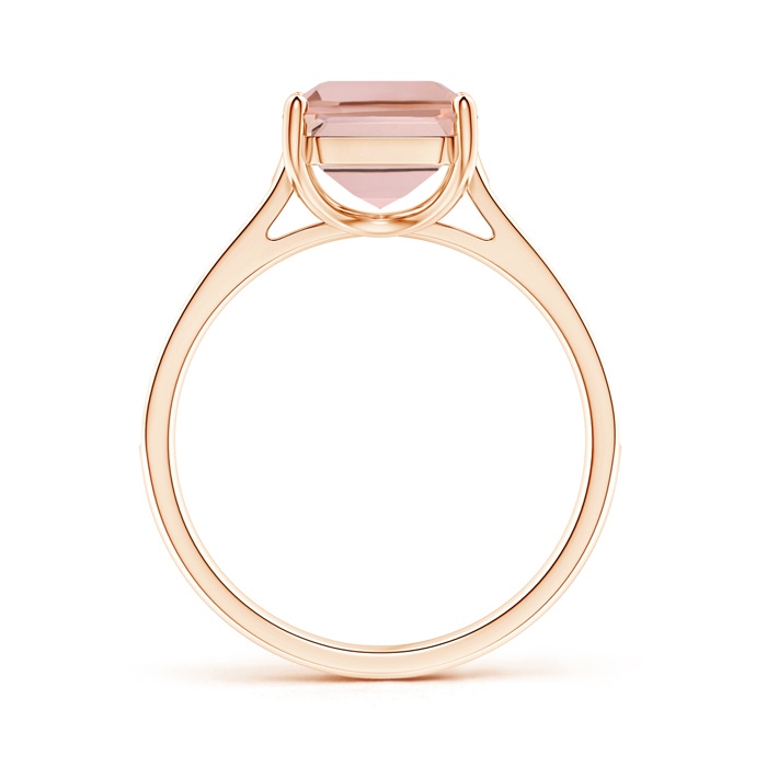 10x8mm AAAA Emerald-Cut Morganite Cocktail Ring with Diamond Accents in Rose Gold side-1