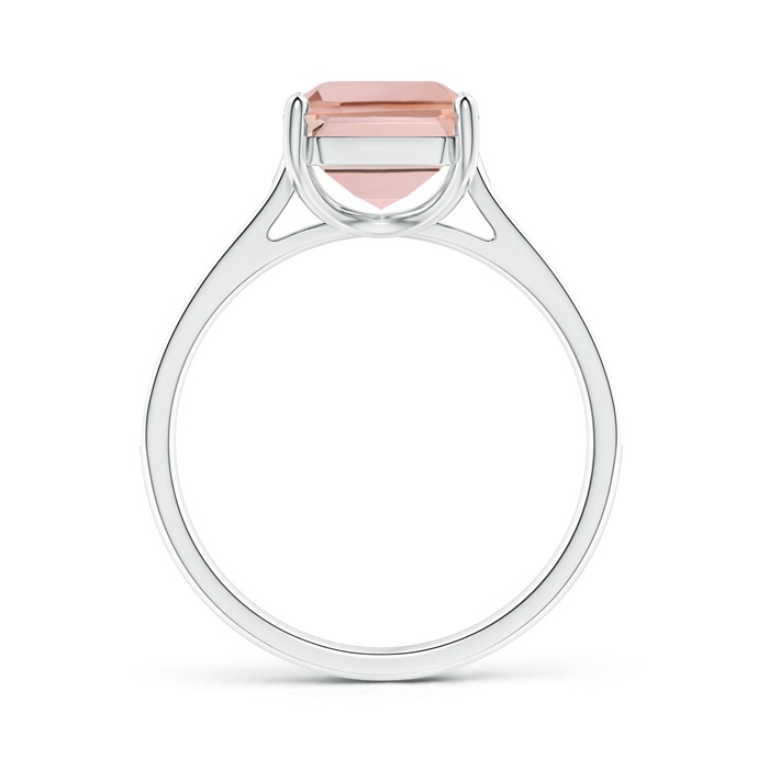 10x8mm AAAA Emerald-Cut Morganite Cocktail Ring with Diamond Accents in White Gold Side-1