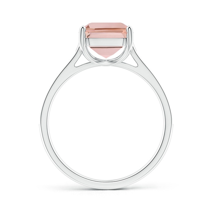 10x8mm AAAA Emerald-Cut Morganite Cocktail Ring with Diamond Accents in White Gold side-1