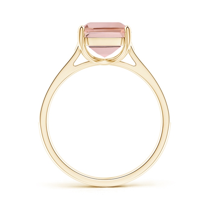 10x8mm AAAA Emerald-Cut Morganite Cocktail Ring with Diamond Accents in Yellow Gold side-1