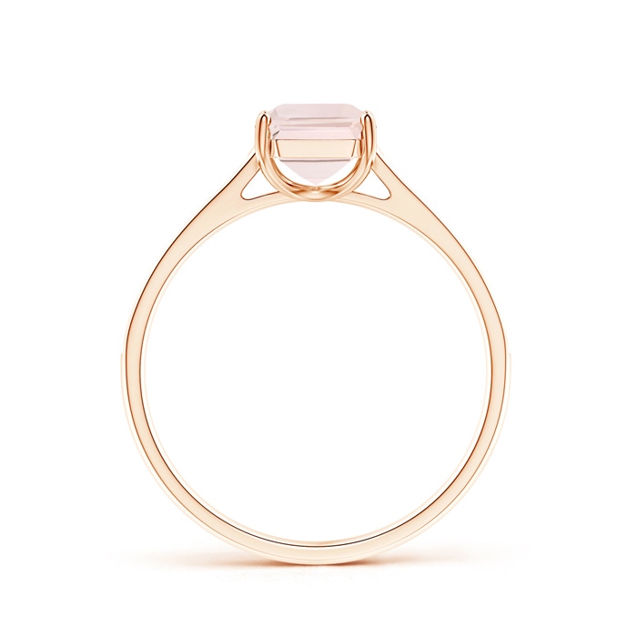 8x6mm A Emerald-Cut Morganite Cocktail Ring with Diamond Accents in Rose Gold side-1