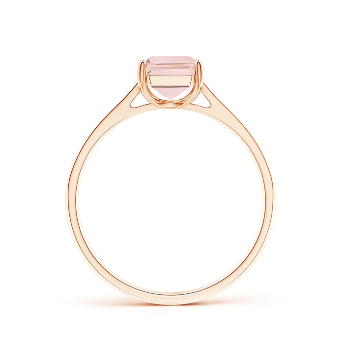 8x6mm AA Emerald-Cut Morganite Cocktail Ring with Diamond Accents in Rose Gold side-1