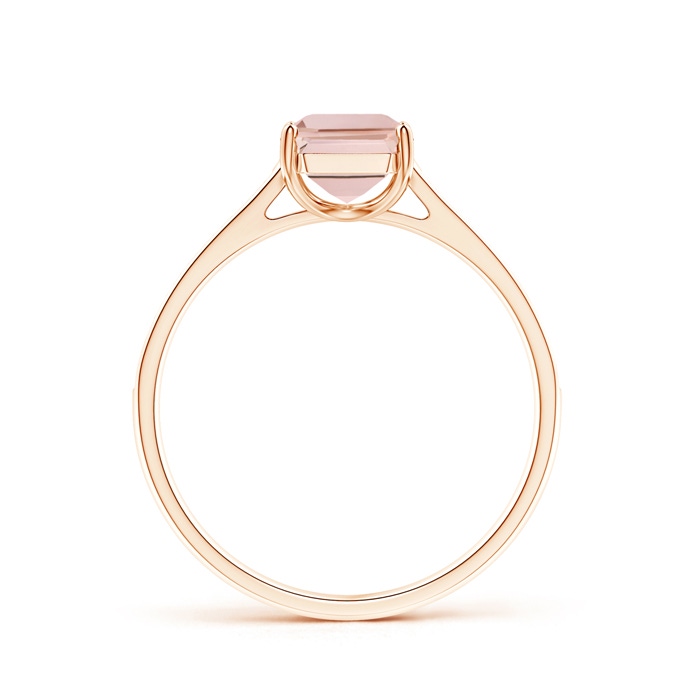 8x6mm AAA Emerald-Cut Morganite Cocktail Ring with Diamond Accents in Rose Gold side-1