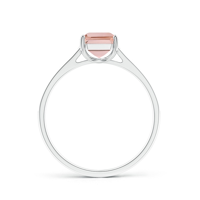 8x6mm AAAA Emerald-Cut Morganite Cocktail Ring with Diamond Accents in White Gold side-1