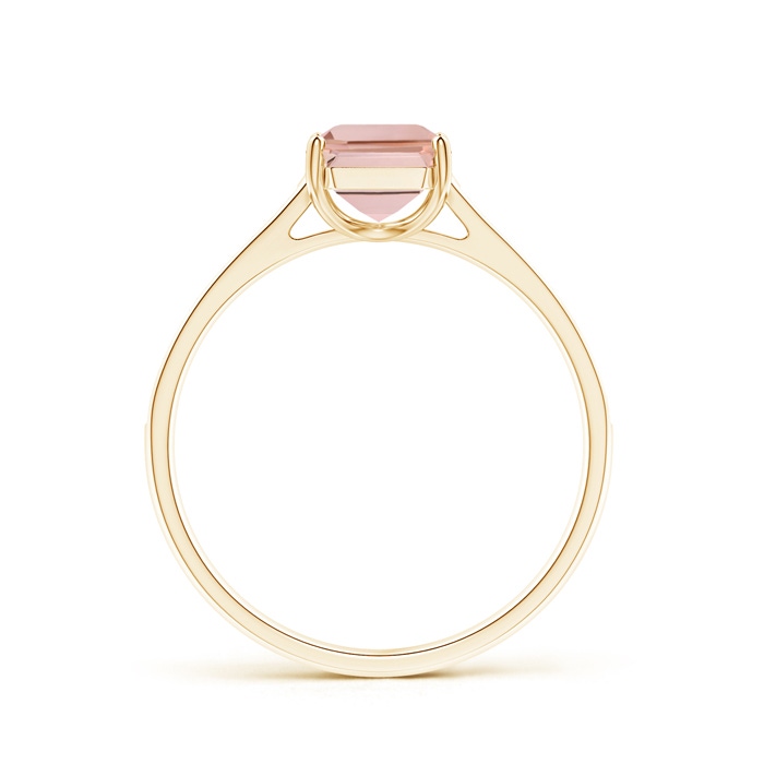 8x6mm AAAA Emerald-Cut Morganite Cocktail Ring with Diamond Accents in Yellow Gold side-1