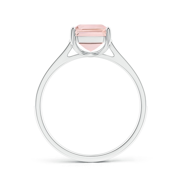 9x7mm AA Emerald-Cut Morganite Cocktail Ring with Diamond Accents in 9K White Gold product image