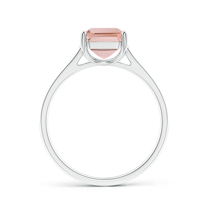 9x7mm AAAA Emerald-Cut Morganite Cocktail Ring with Diamond Accents in White Gold side-1