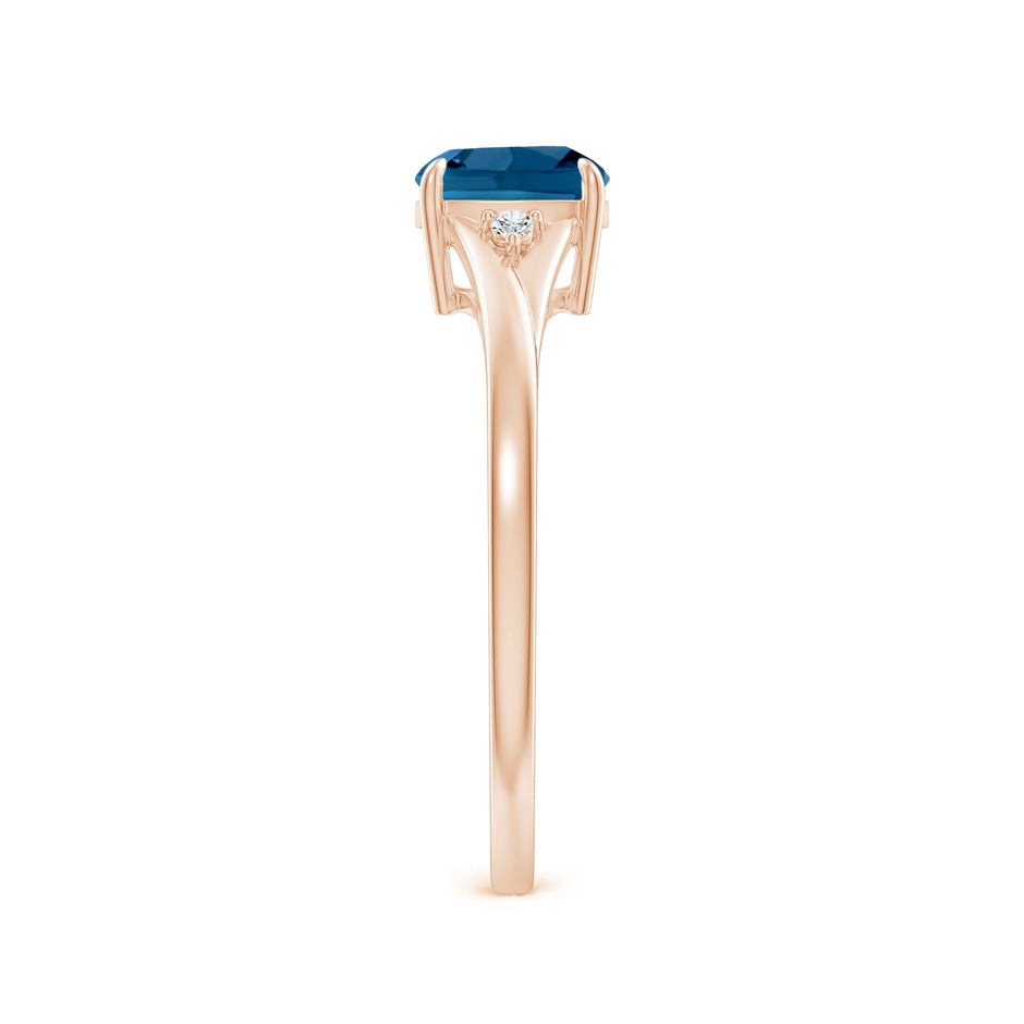 6mm AAA Split Shank Cushion London Blue Topaz Solitaire Ring in Rose Gold side-2