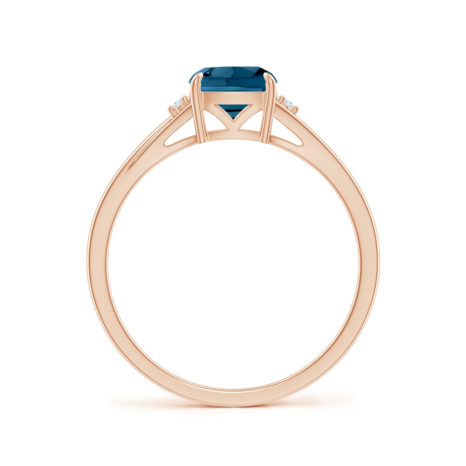6mm AAAA Split Shank Cushion London Blue Topaz Solitaire Ring in Rose Gold side-1